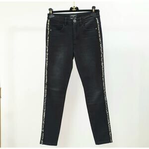 CHANEL Denim Braided Tweed Trim CC Pocket Cropped Jeans Sz.40